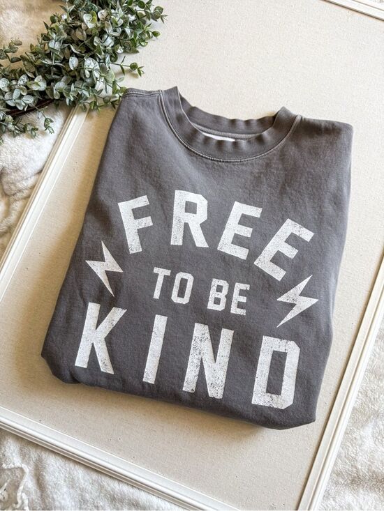 Girl Dangerous Sweaters - Girl Dangerous Grey Crewneck Free to Be Kind Size Small